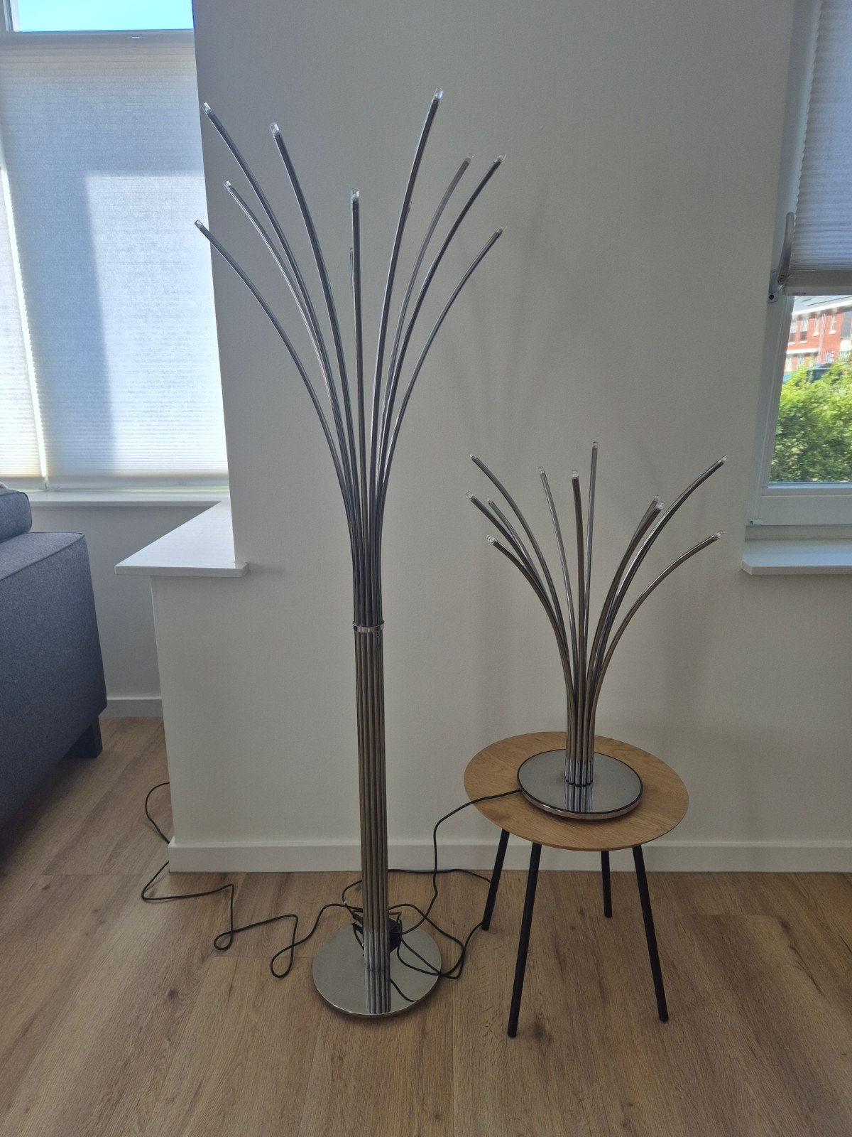 Set van 2 moderne metalen vloer- en tafellampen IKEA Hovnas, Ophalen, 100 tot 150 cm, Zo goed als nieuw, Metaal