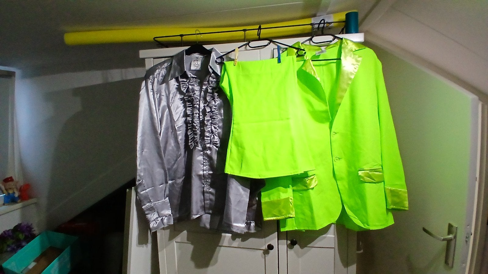 Feestelijke set: Pak met blouse maat L - Neon groen & zilver, Ophalen of Verzenden