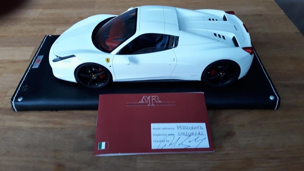 MR 1/18 Ferrari 458 Hardtop Spider AVUS WIT  ZEER ZELDZAAM, Ophalen of Verzenden, Zo goed als nieuw, Auto, Overige merken