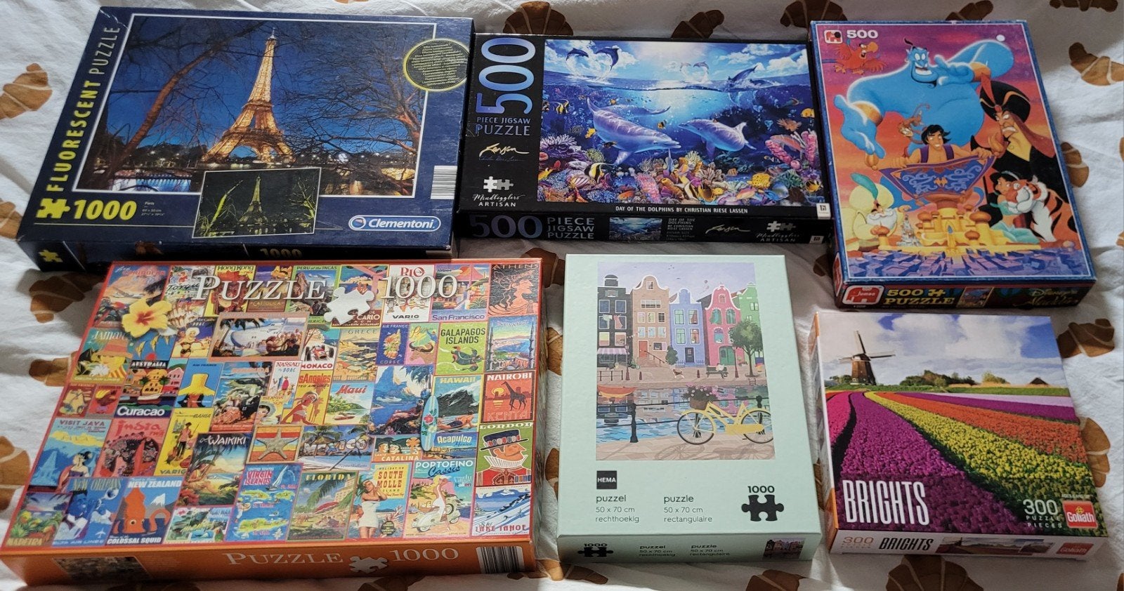 Puzzels 6 stuks., Ophalen, 500 t/m 1500 stukjes, Zo goed als nieuw