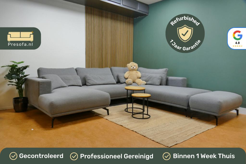 Modulaire U-bank + Hocker Grijs [Refurbished], Huis en Inrichting, -, -, Hoekbank, 300 cm of meer