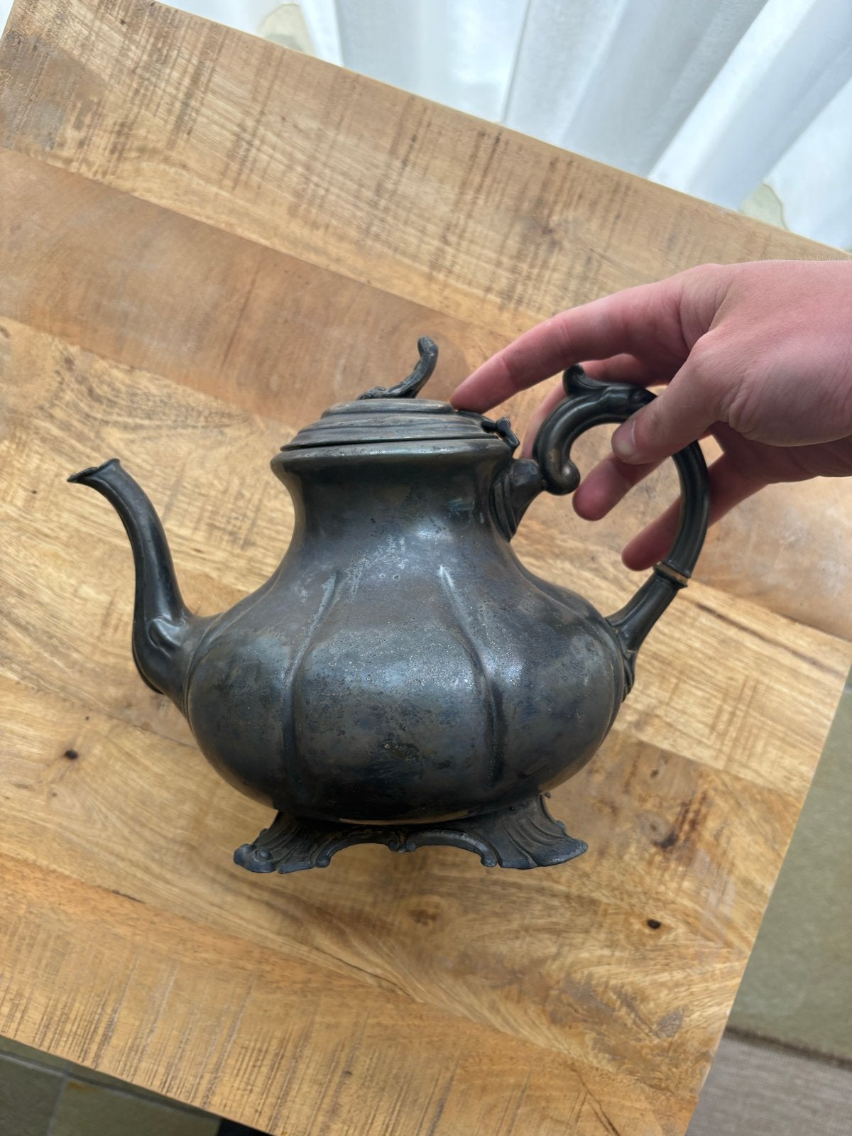 Antieke Koperen Theepot van Thomas Steel Sheffield, Ophalen of Verzenden, Koper