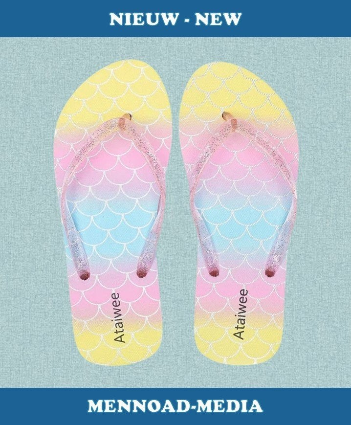 Nieuwe Ataiwee slippers met zeemeerminschubben, Slippers, Nieuw, Ophalen of Verzenden, 123 Slipperstraat, 1000 AB Amsterdam, Nederland