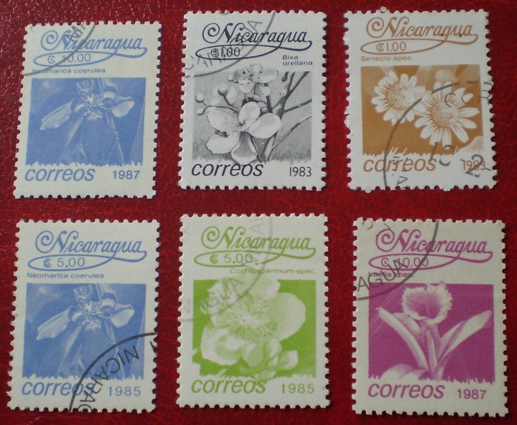 Nicaragua - 6x Bloemen - 1985, Verzenden, Gestempeld, Dier of Natuur