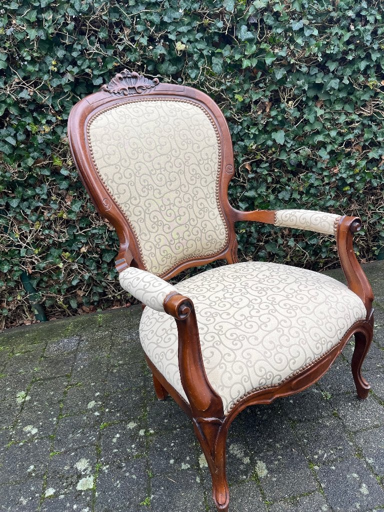 retro vitrage  relaxstoel stoel, Ophalen, Hout, Eén, Retro klassiek antiek vitrage