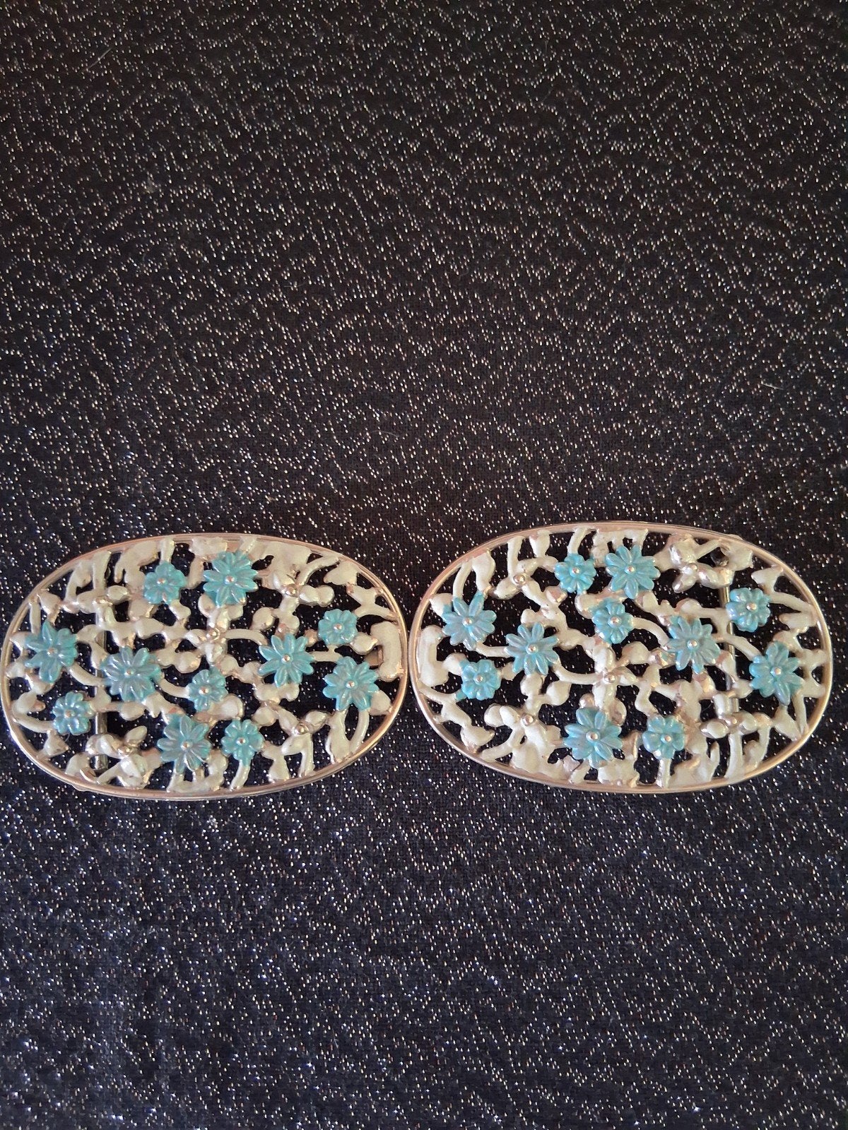Oude vintage riemgesp met emaille, Ophalen of Verzenden, Gedragen, Minder dan 80 cm