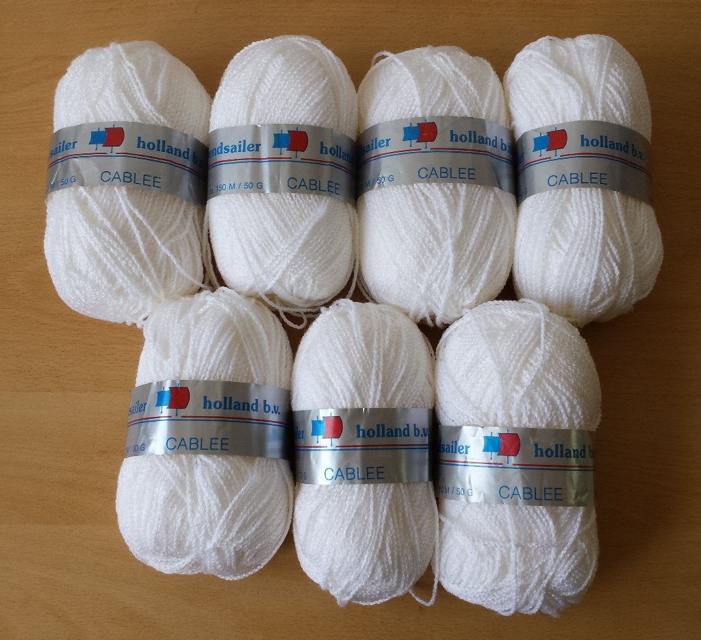 7 bollen Cablee Garen - Trendsailor Holland - wit, Breien of Haken, Nieuw, Ophalen of Verzenden, Trendsailor Holland