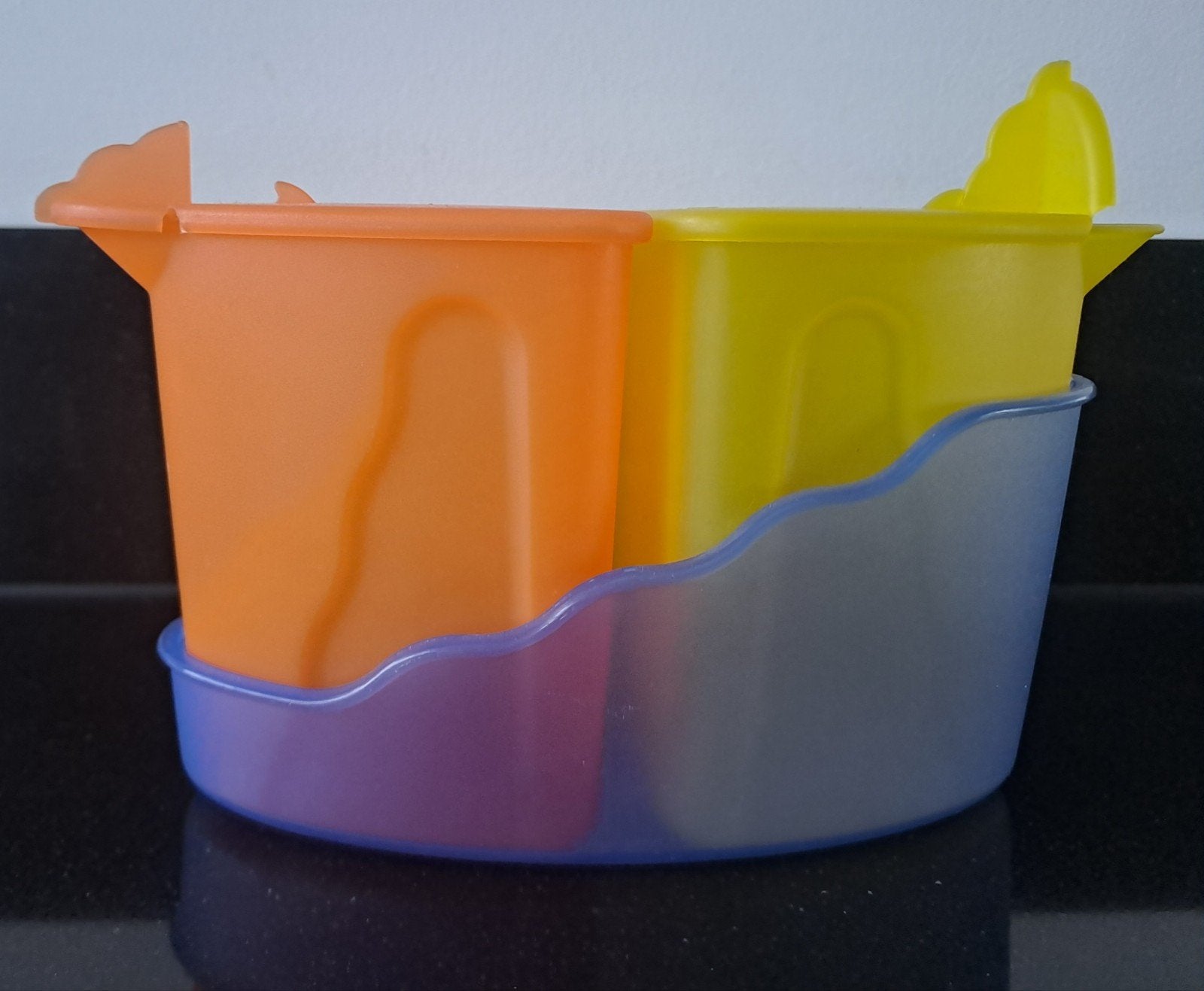 Tupperware bewaarbakjes met houder - Oranje en Geel, Ophalen of Verzenden, Zo goed als nieuw, Geel, 350 ml