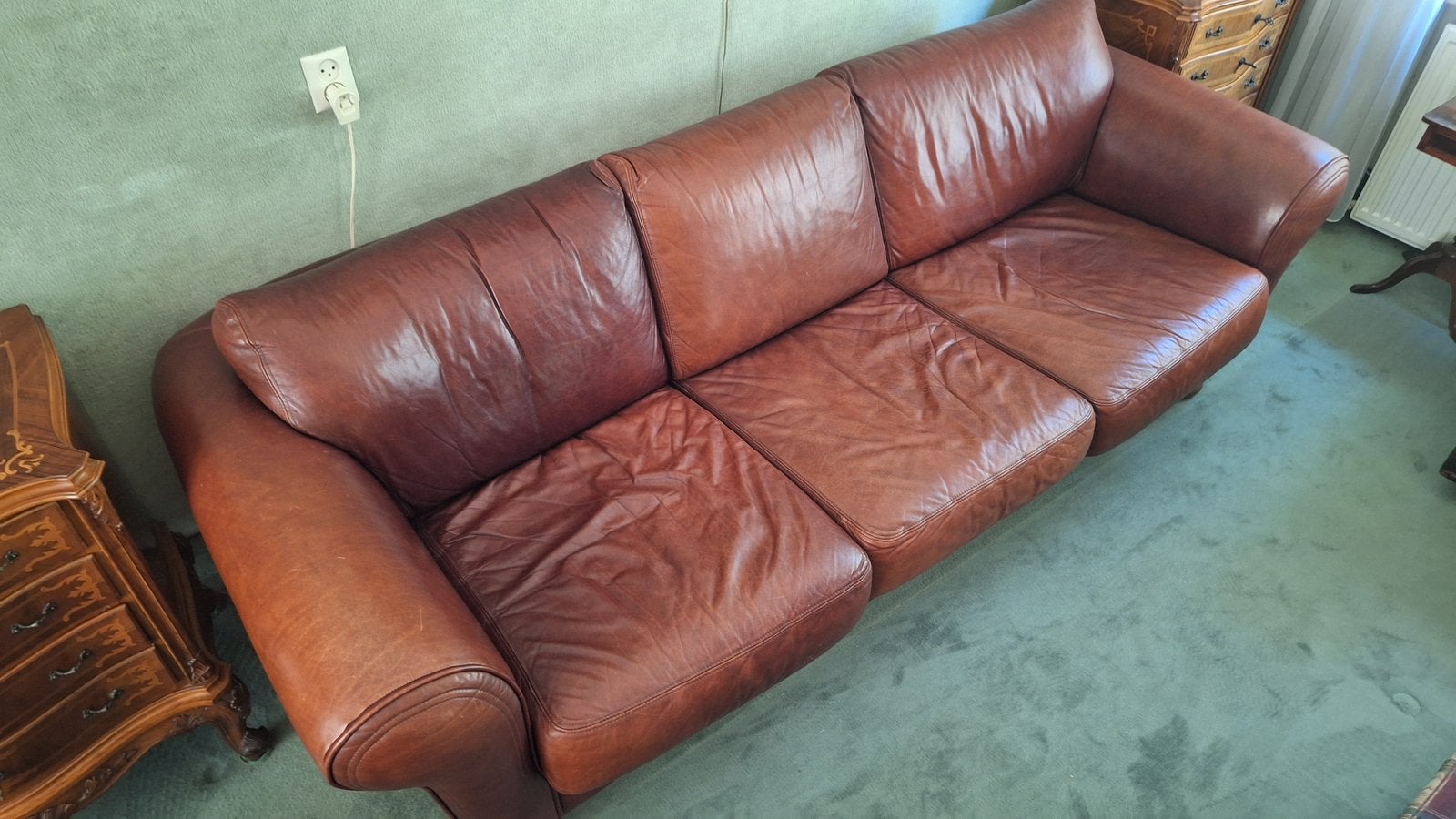 Stoere bank - puntgaaf!, Leer, Ophalen of Verzenden, Zo goed als nieuw, 200 tot 250 cm
