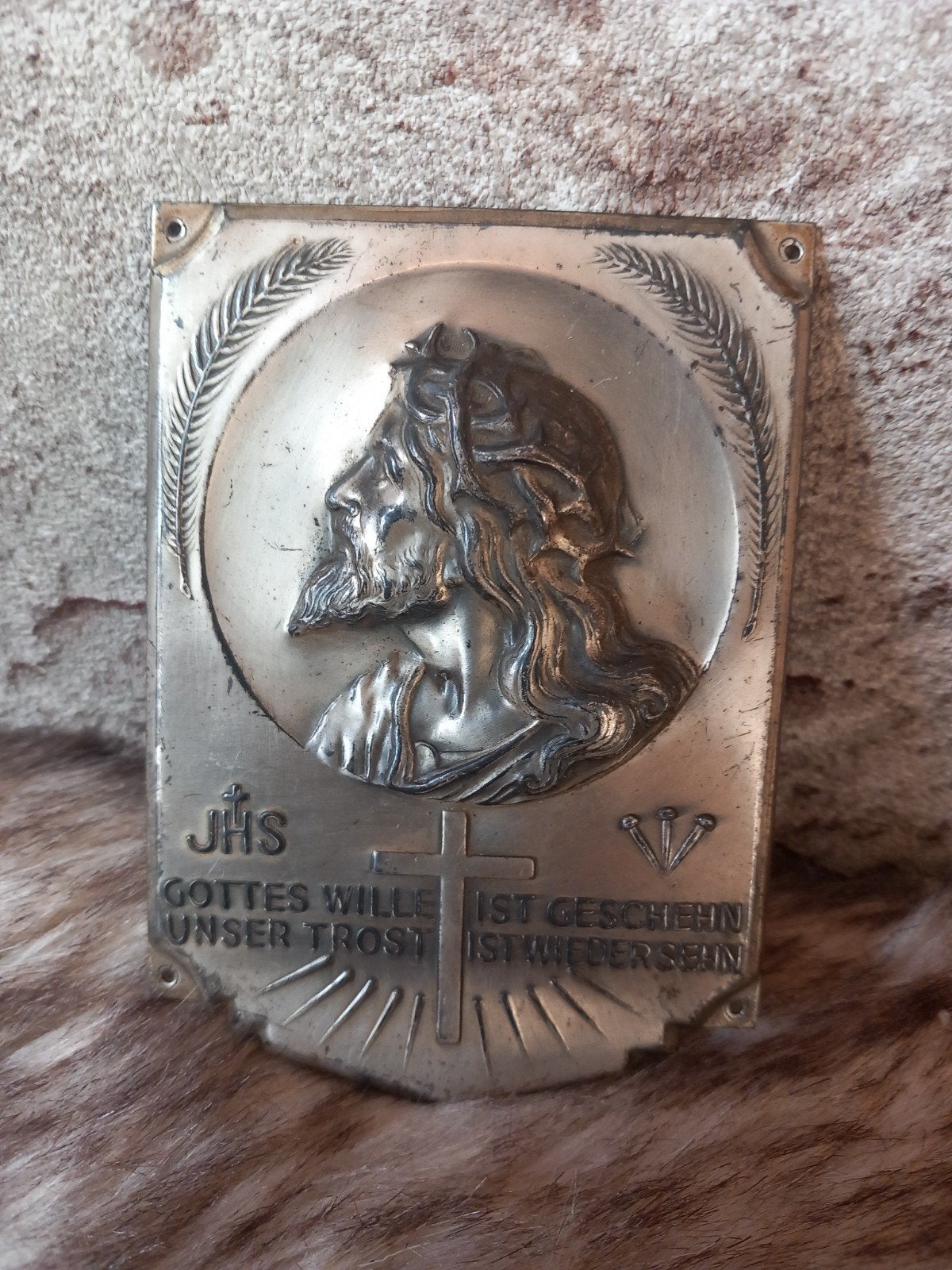 Antieke Religieuze Plaquette Jezus Christus, Ophalen of Verzenden
