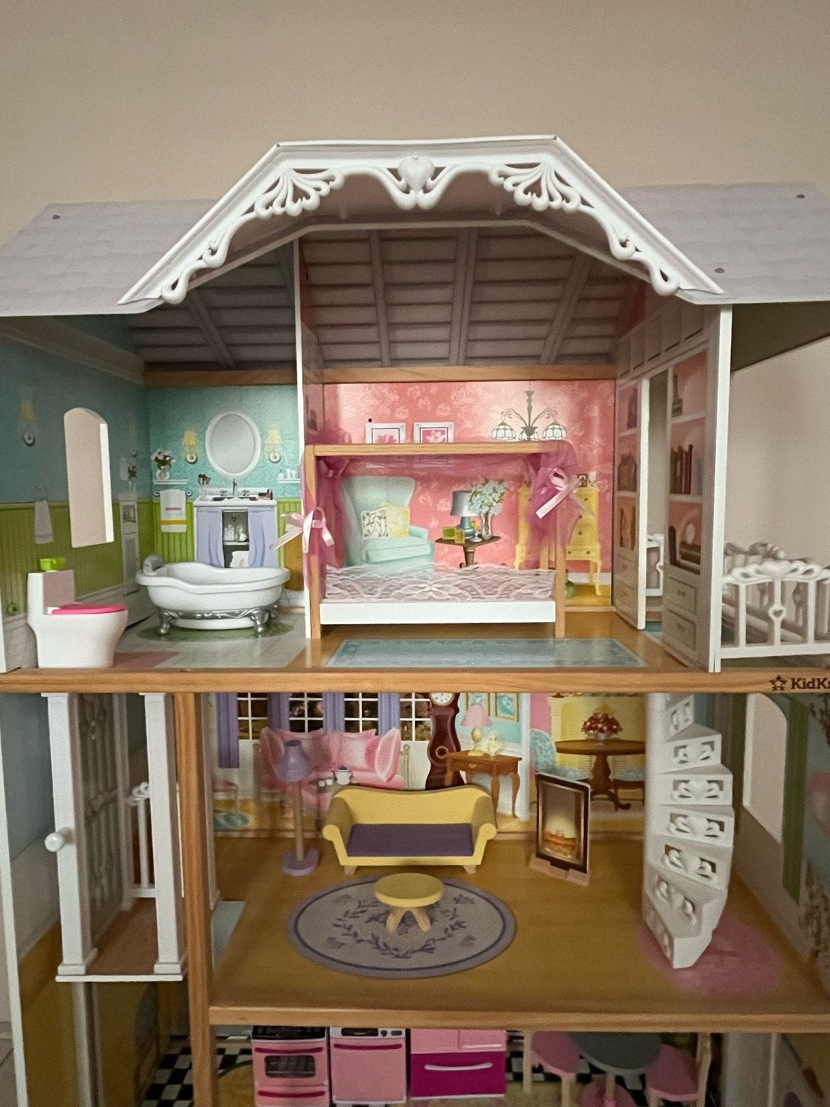 Groot KidKraft Houten Poppenhuis met Meubels, Ophalen, Zo goed als nieuw, Poppenhuis