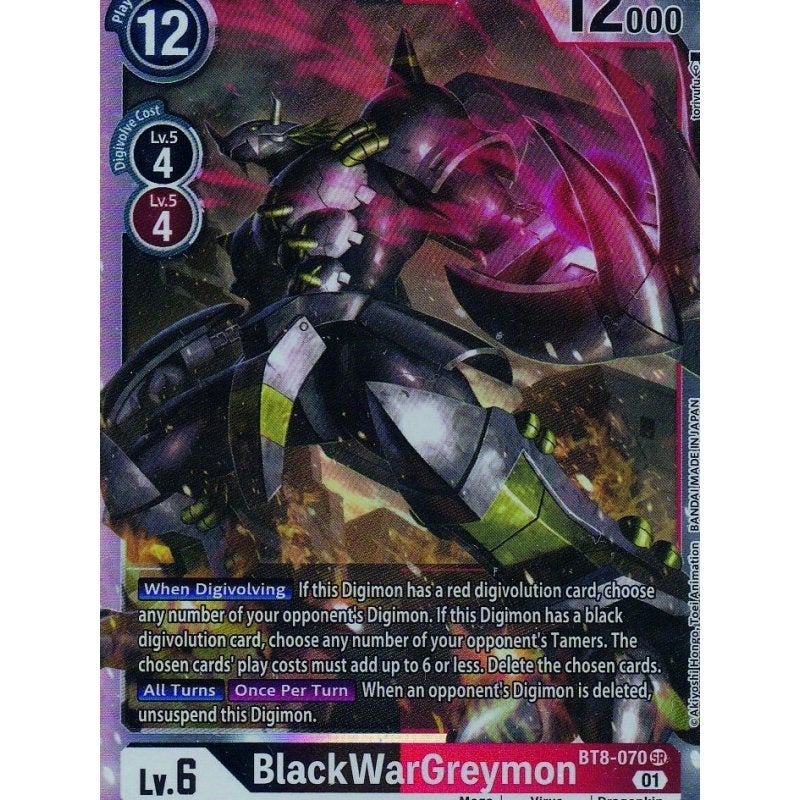 DigiMon TCG BlackWarGreymon Foil SR, Ophalen of Verzenden, Nieuw, Losse kaart, Foil