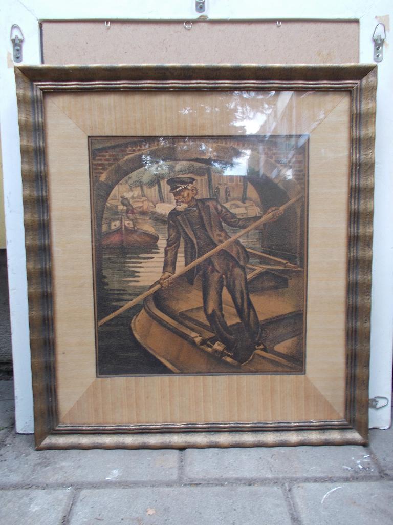 lithografie in lijst Duitse kunstenaar Julius Paul Junghanns, Ophalen