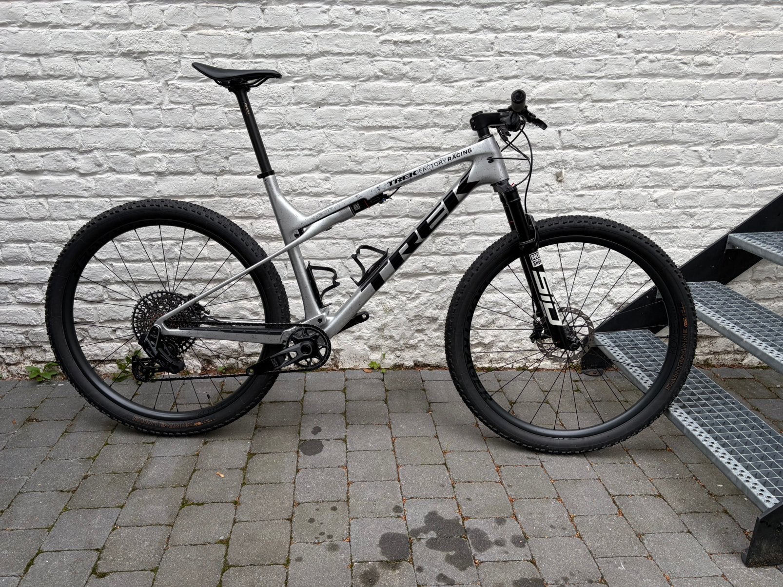 Trek Supercaliber 9.9 X0 argent drizzle XL, Ophalen, 57 cm of meer, Fully, Zo goed als nieuw