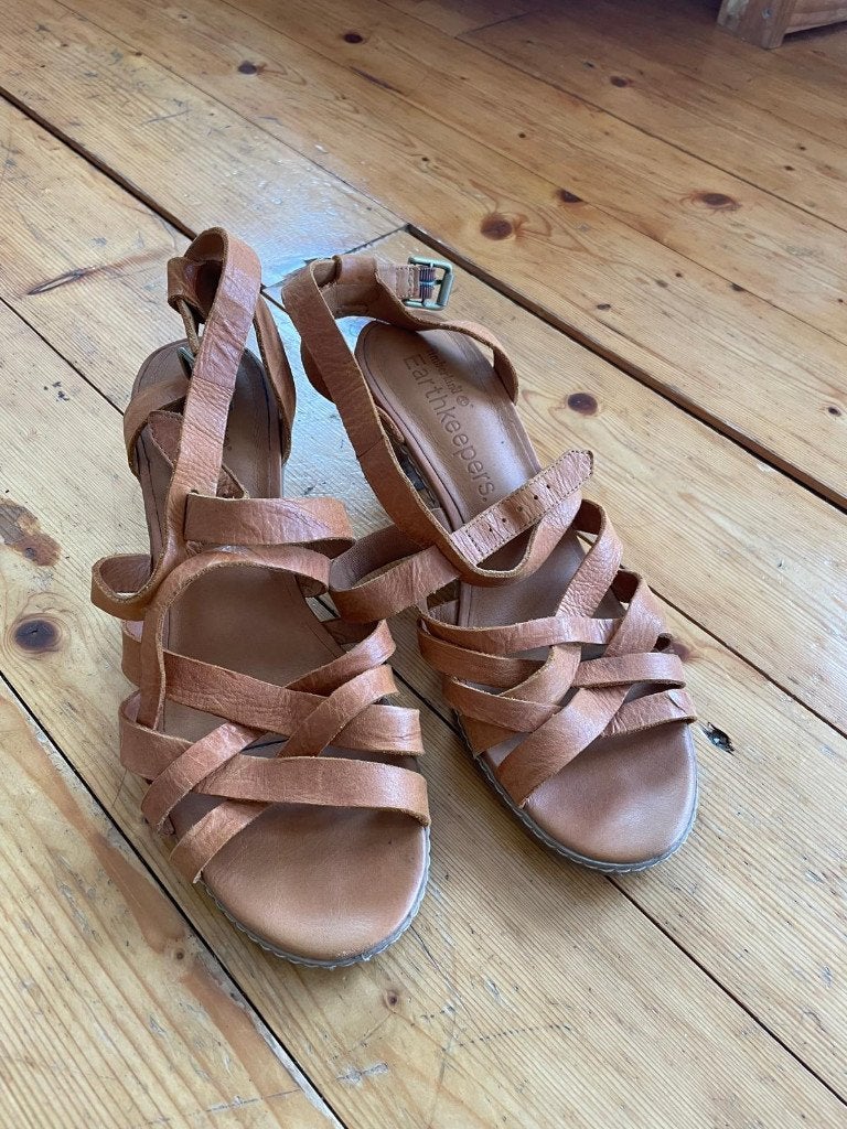 Brown Suede Sandals, with heels, Timberland, Ophalen, Schoenen met lage hakken, Bruin, Timberland