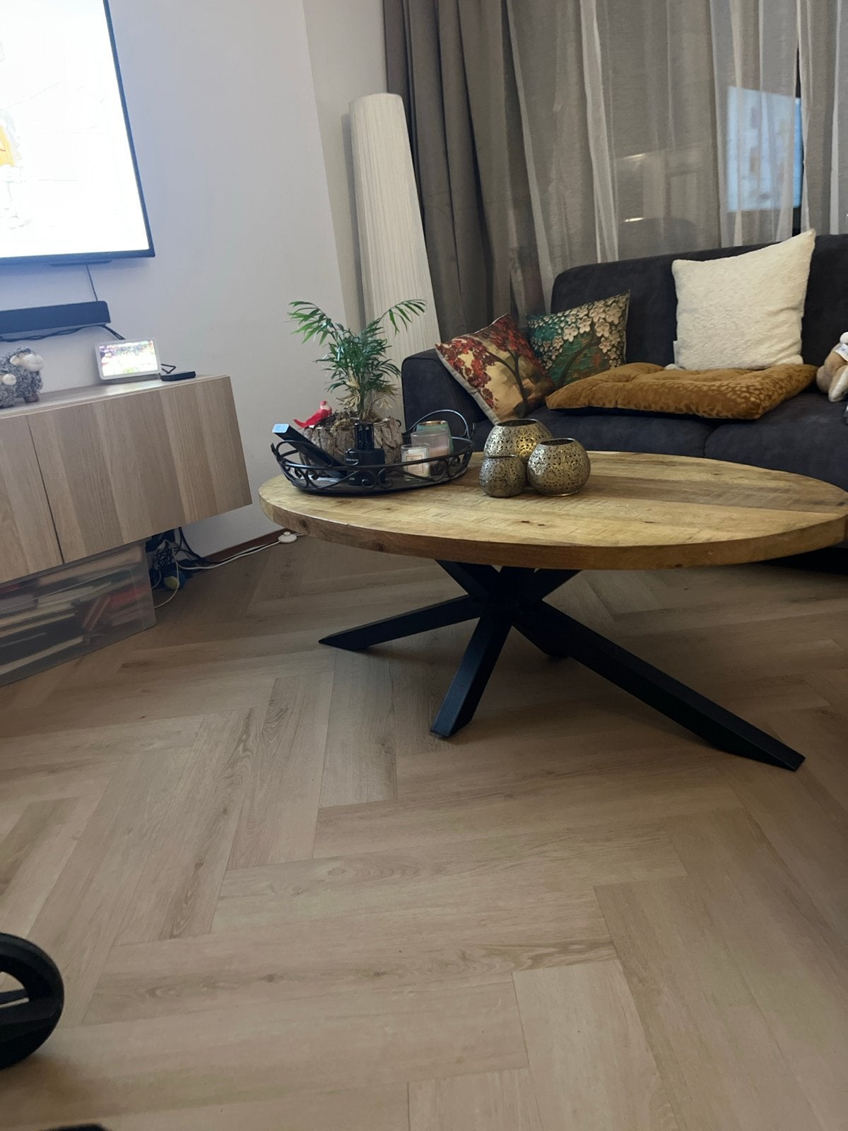 Mango houten salontafel te ruil tafel 6 personen!, Huis en Inrichting, Gebruikt, 100 tot 150 cm, 200 cm of meer, Ophalen of Verzenden