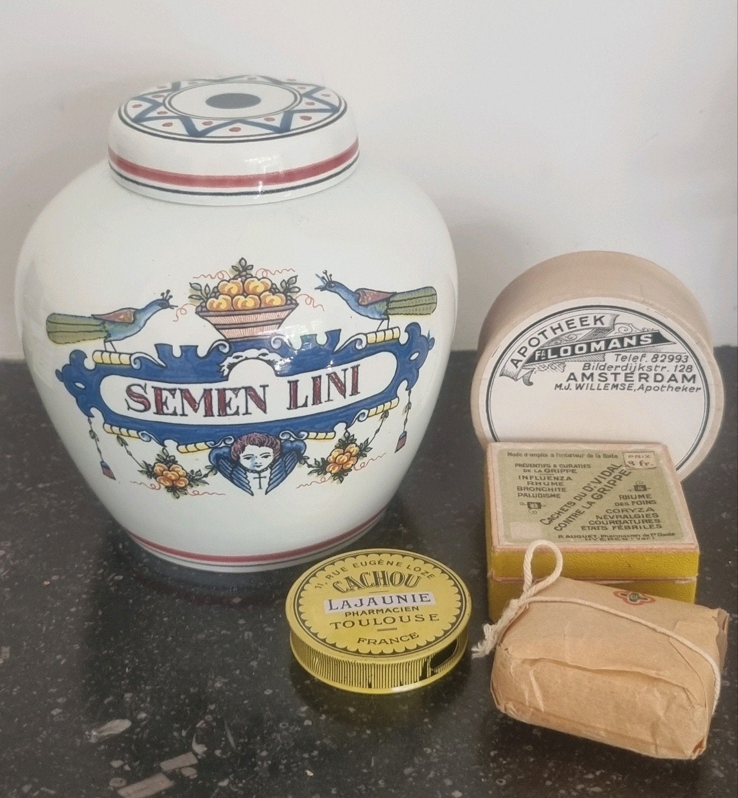 apothekerspot handgeschilderd , oud delft ,semen lini, Antiek en Kunst, Antiek | Keramiek en Aardewerk, Verzenden