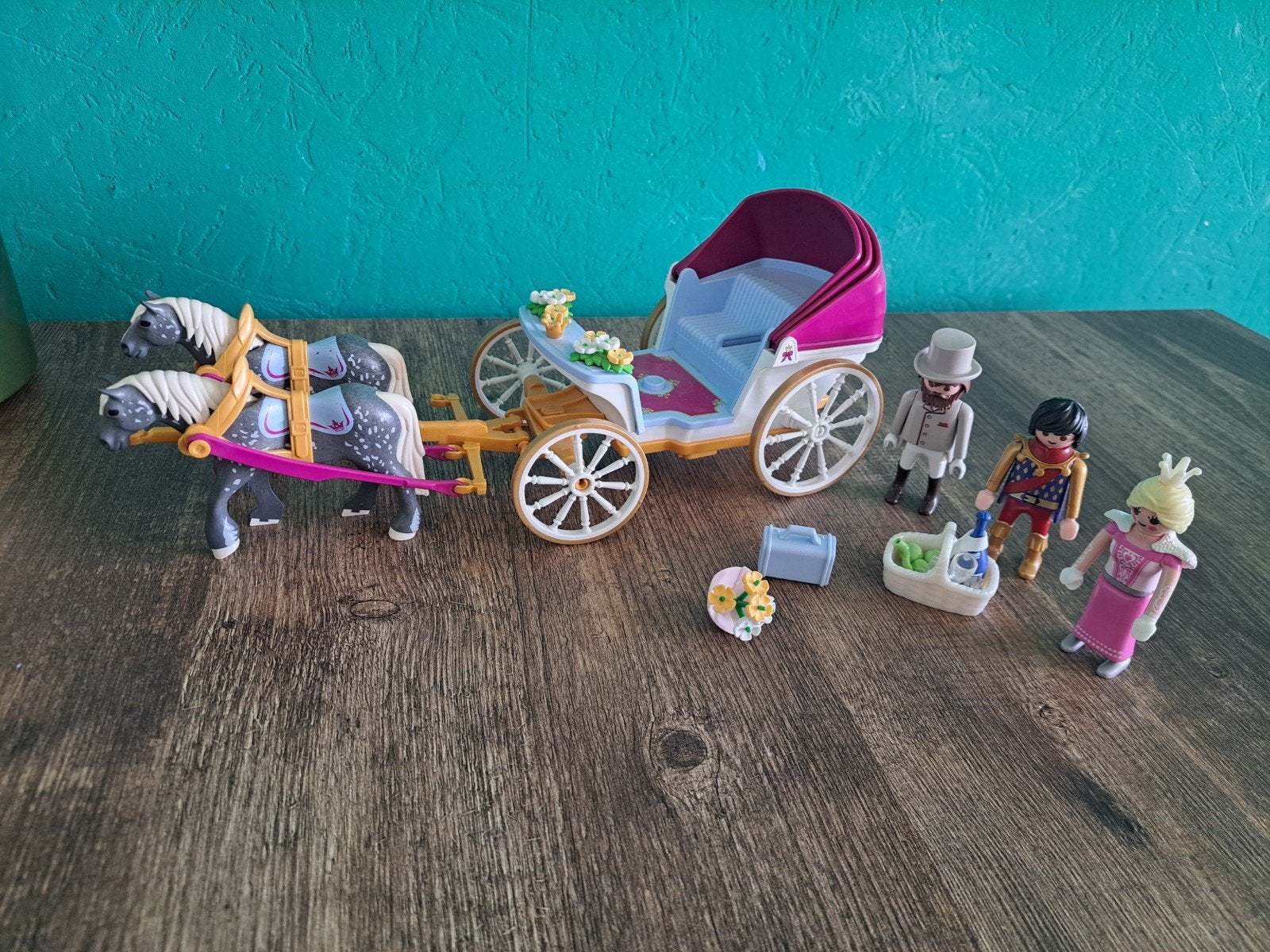 Playmobil Koets met paarden en figuren, Kinderen en Baby's, Speelgoed | Playmobil, Gebruikt, Complete set, Voertuig, Ophalen of Verzenden