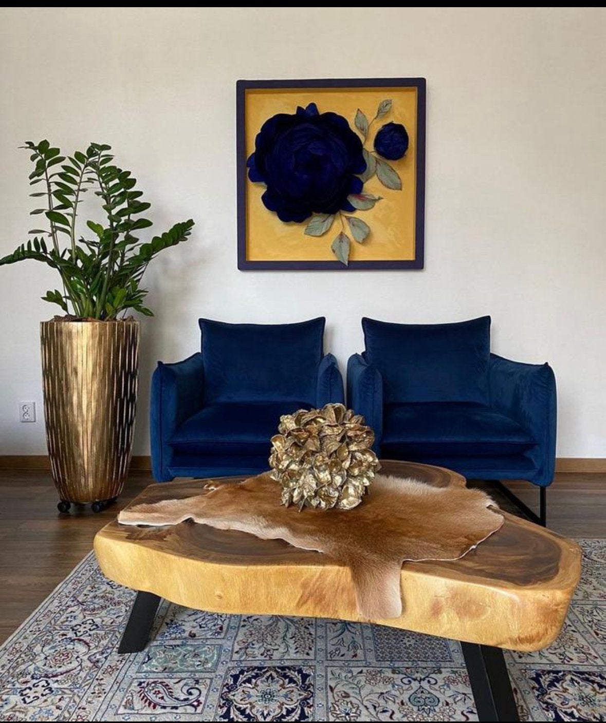 Unieke salontafel van massief boomstam, Ophalen, 100 tot 150 cm, 50 tot 100 cm, Zo goed als nieuw