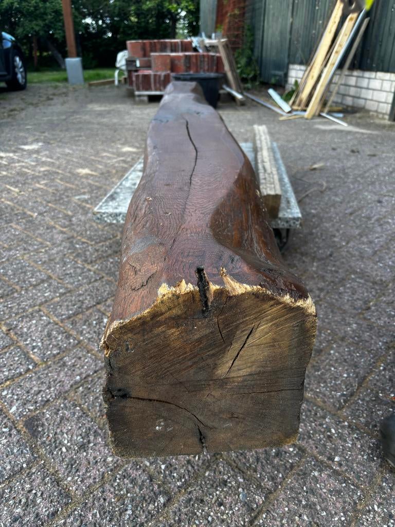 Massief eiken houten paal uit oud klooster 24x23x234,5cm, Ophalen