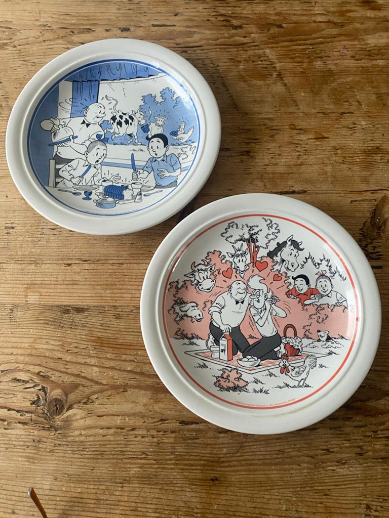 Vintage Suske en Wiske kinderborden en kommen set, Ophalen of Verzenden