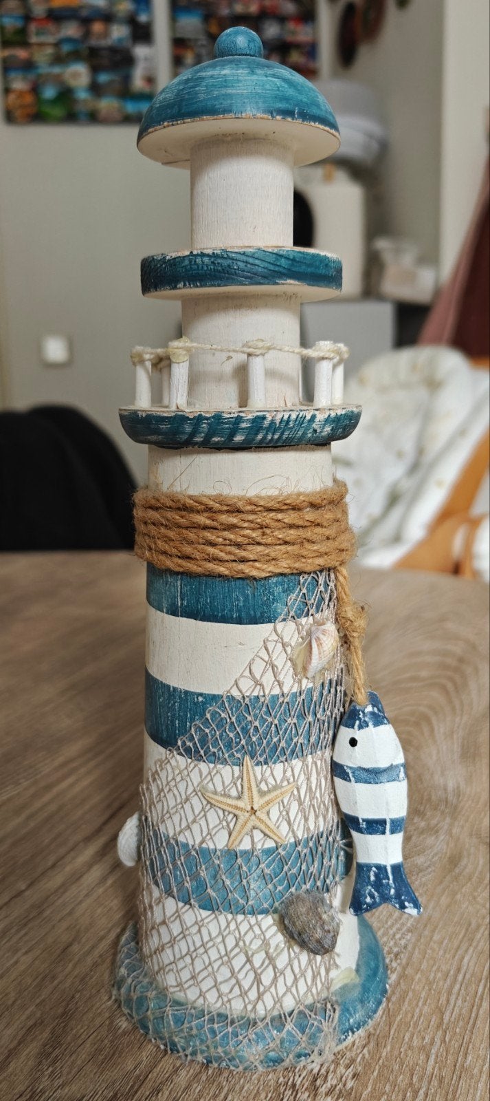 Decoratieve vuurtoren, Hout, Blauw, Ophalen of Verzenden, Landelijk