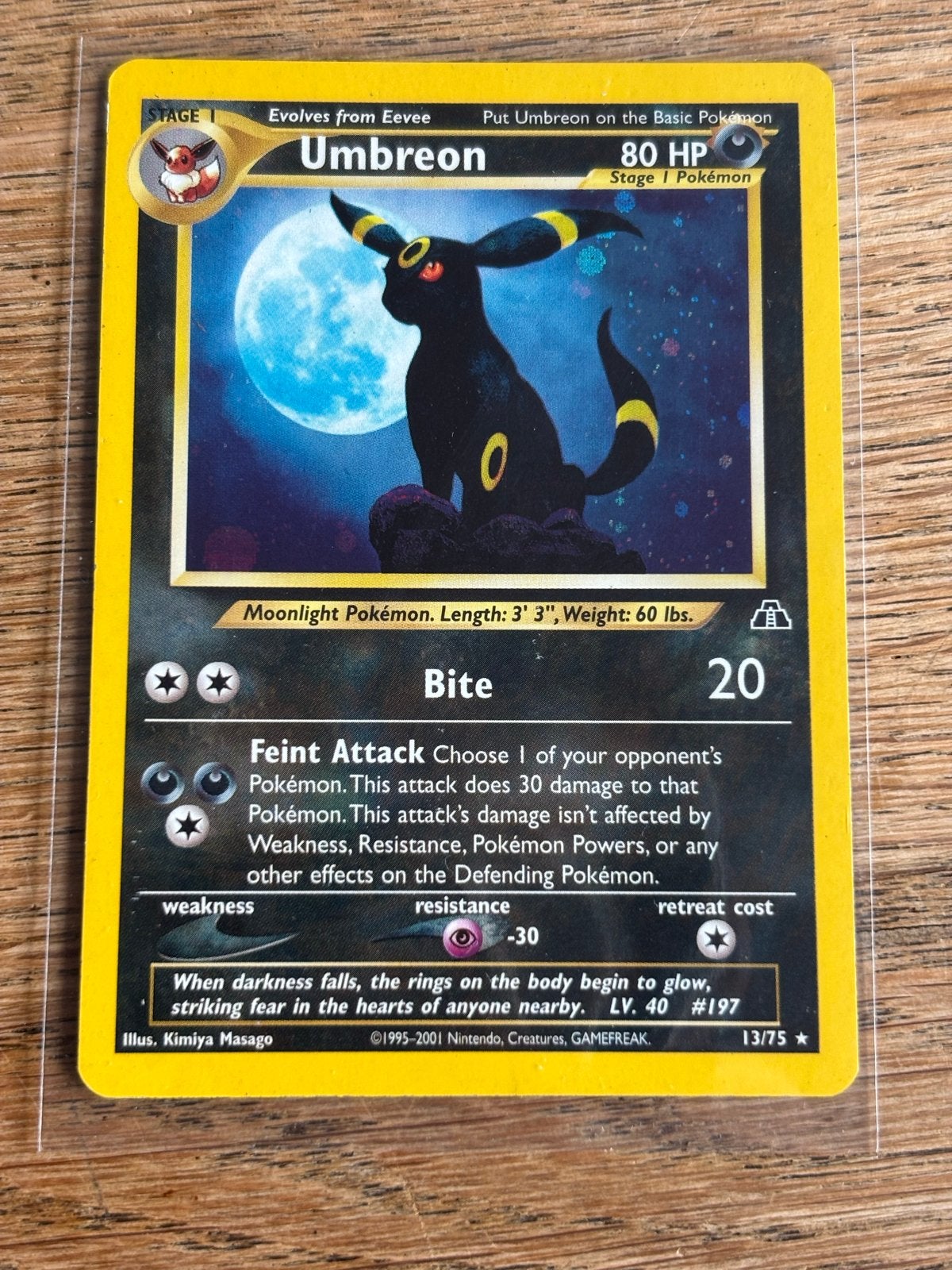 Umbreon 13/75 Neo Discovery Pokemon Kaart (Medium/Heavy Play, Ophalen, Gebruikt, Losse kaart