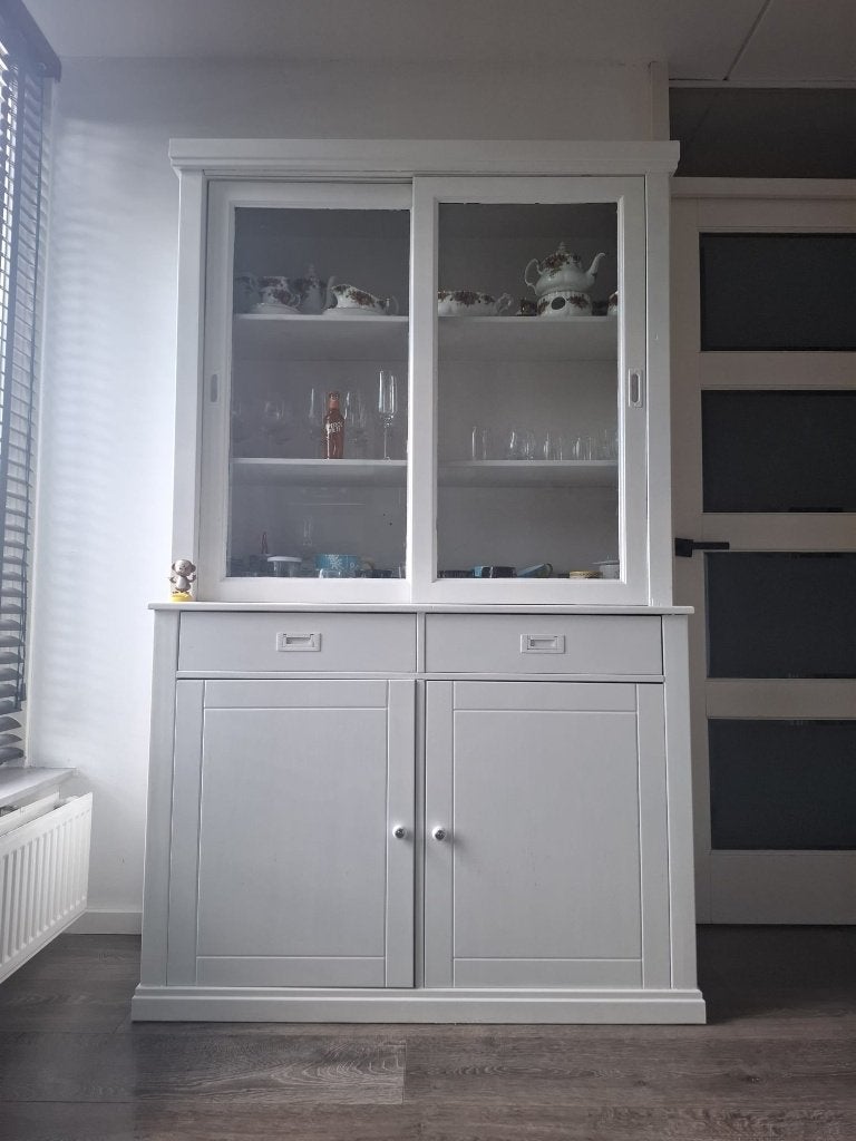 Buffetkast / servieskast – wit – 200 x 120 cm, Ophalen, Gebruikt, 100 tot 150 cm, Landelijk