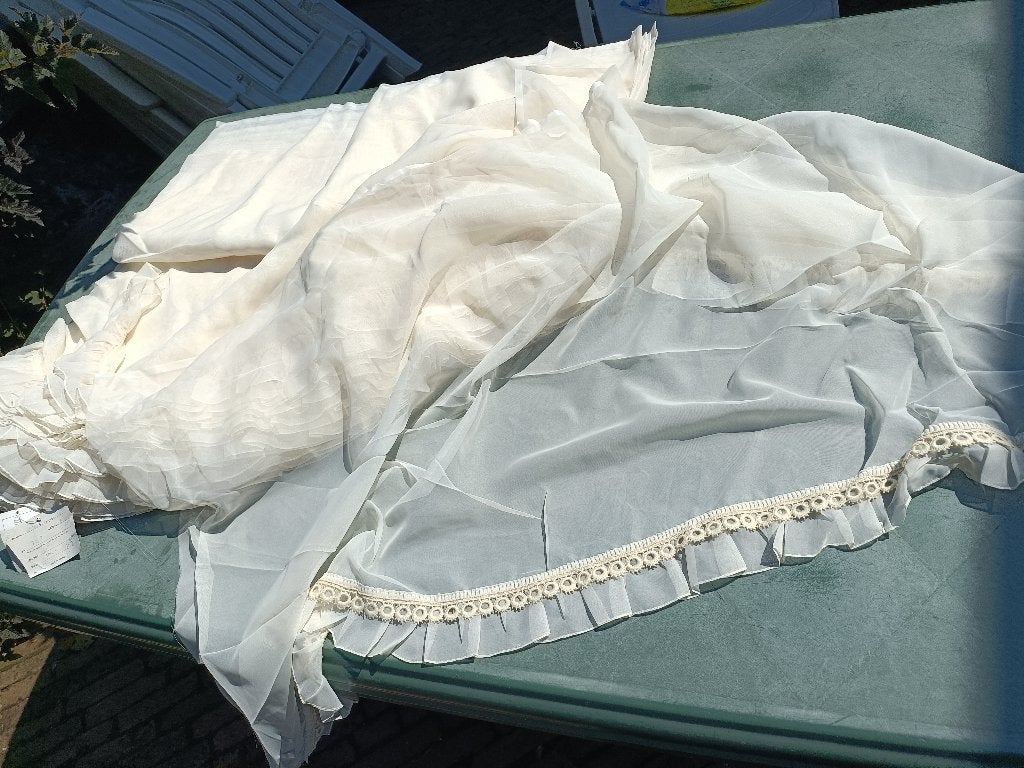 Vintage nieuw vitrage valletje rondjes 25 mtr x 80 cm (SF27), Ophalen of Verzenden, Nieuw, Vitrage