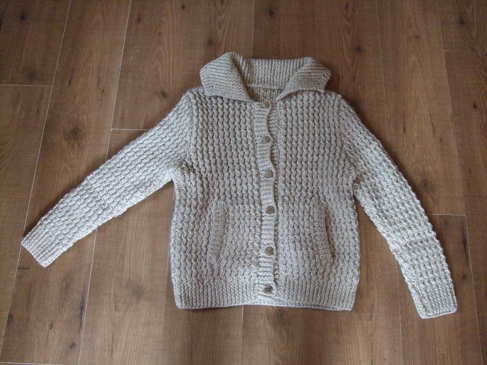 Hand gebreid kantoenwol vest L, Beige, Maat 42/44 (L), Nieuw, Ophalen of Verzenden