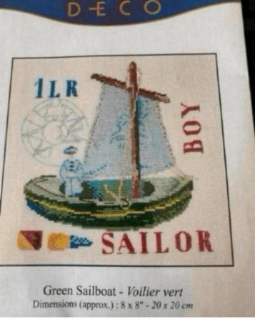 BORDUURPAKKET DMC DECO GREEN SAILBOAT, Hobby en Vrije tijd, Verzenden, Nieuw, Handborduren, Borduurpakket