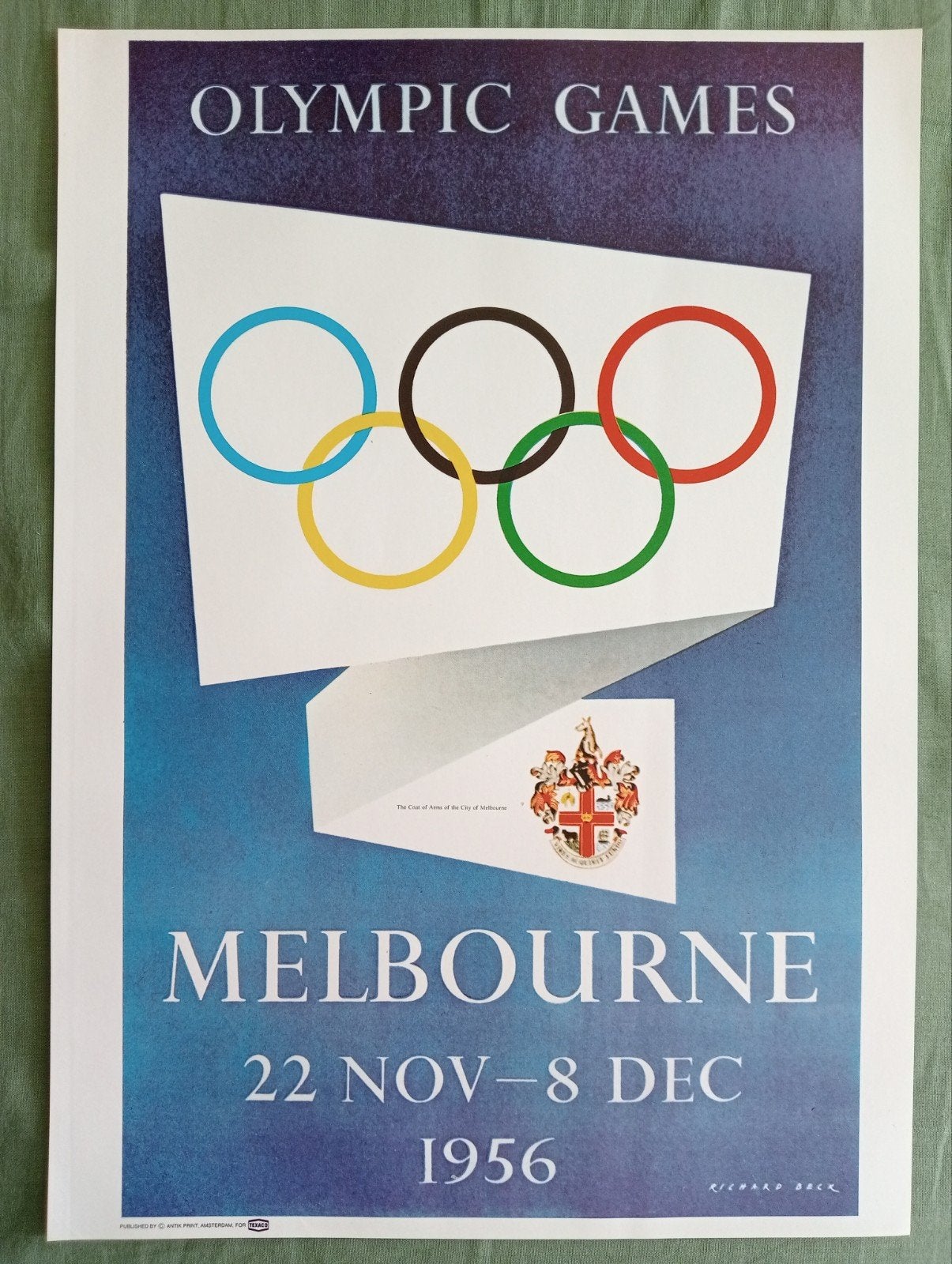 Olympische Spelen Melbourne 1956 Poster, Verzamelen, Posters, Gebruikt, Rechthoekig Liggend, Ophalen of Verzenden, Sport