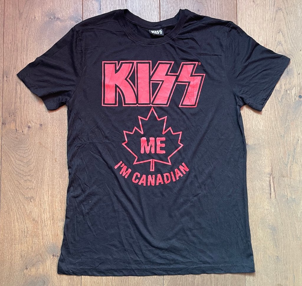 KISS "Kiss Me I'm Canadian" Vintage T-shirt - Zwart/Roze, Zwart, Onbekend, KISS, Onbekend