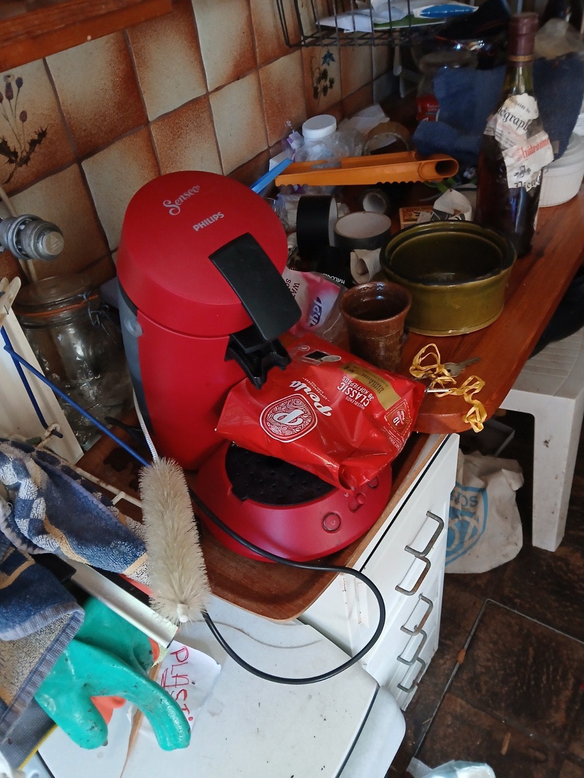 Philips Senseo Koffiezetapparaat Rood, Witgoed en Apparatuur, Ophalen, Koffiepads en cups, Gebruikt, Koffiemachine