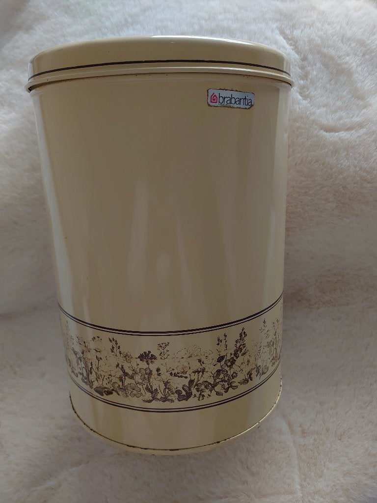 Brabantia voorraadbus jaren '70 met botanische print, Verzamelen, Verzenden, Huis en Inrichting