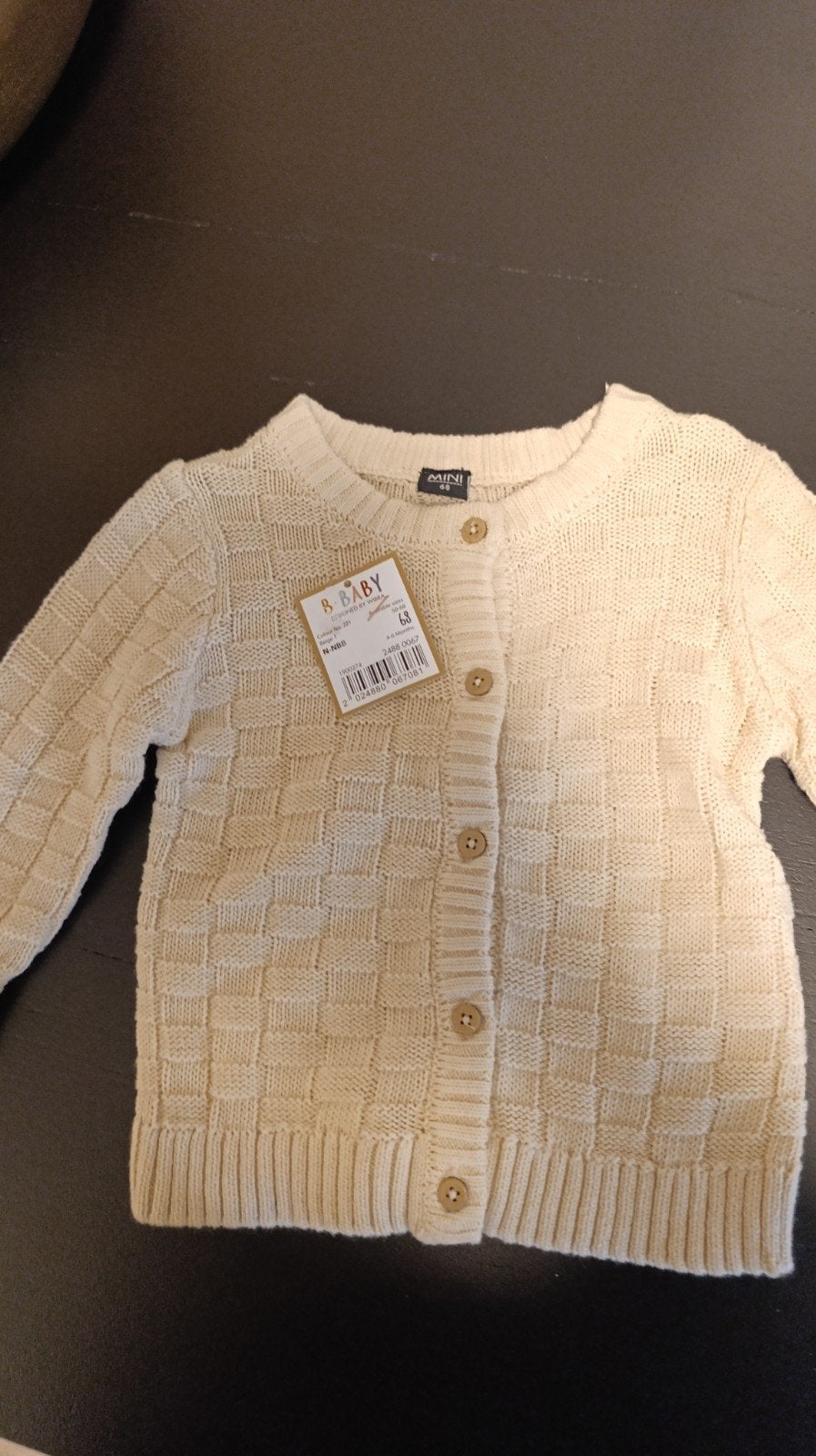 Nieuw gebreid vestje maat 68 (4-6 maanden), Nieuw, Ophalen of Verzenden, Wibra, Truitje of Vestje