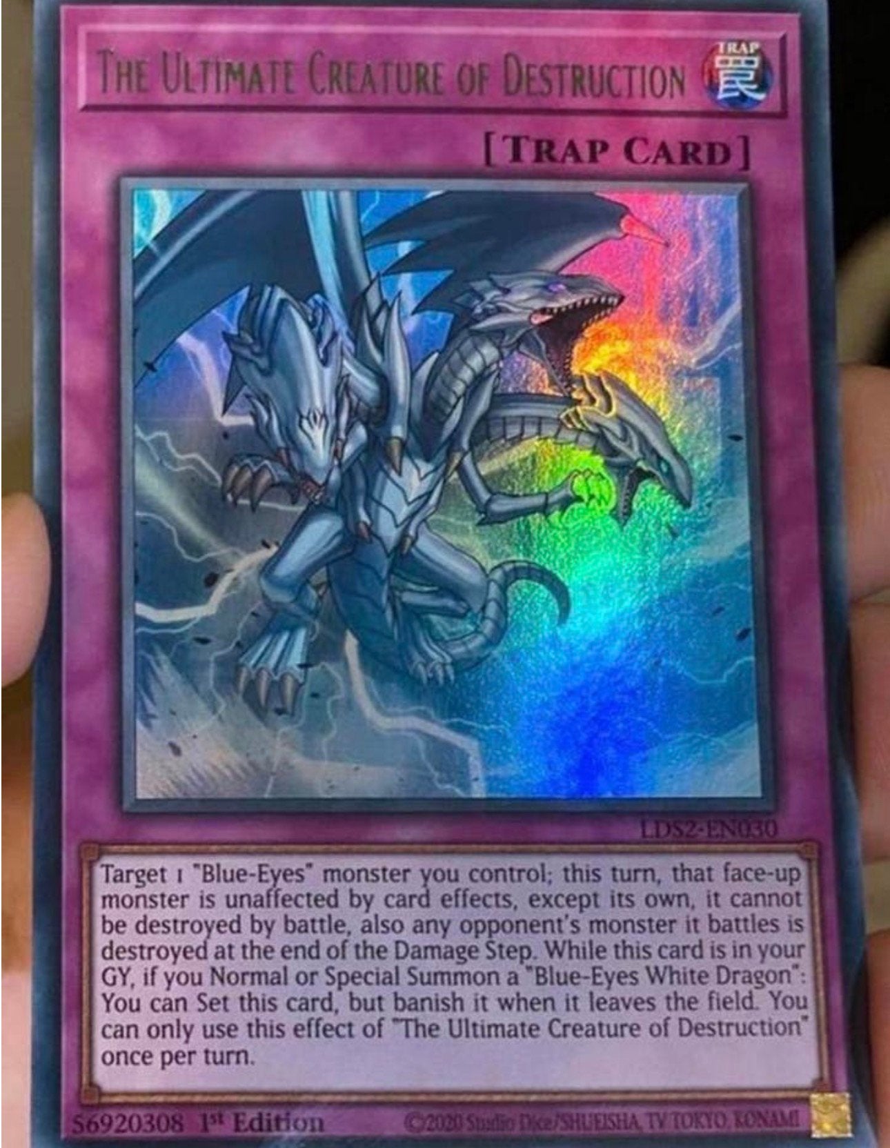 Yu-Gi-Oh! The Ultimate Creature of Destruction LDS2 1st Ed !, Ophalen of Verzenden, Zo goed als nieuw, Losse kaart, Foil