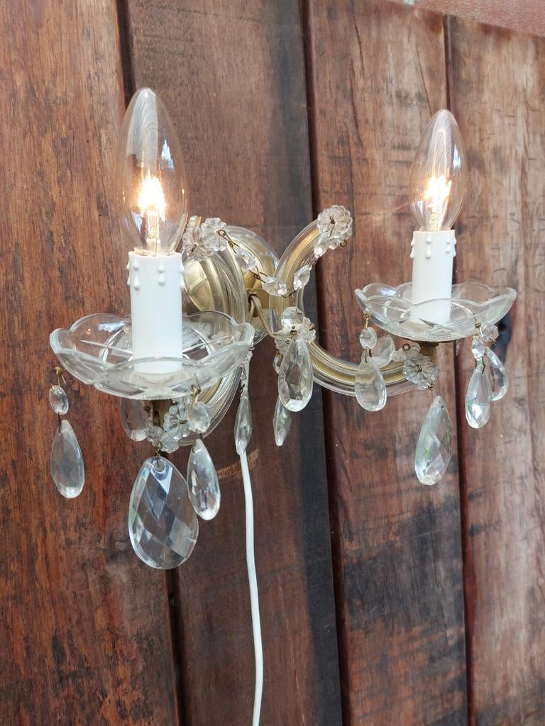 Wandlampje dubbel met pegels, Antiek en Kunst, Ophalen of Verzenden