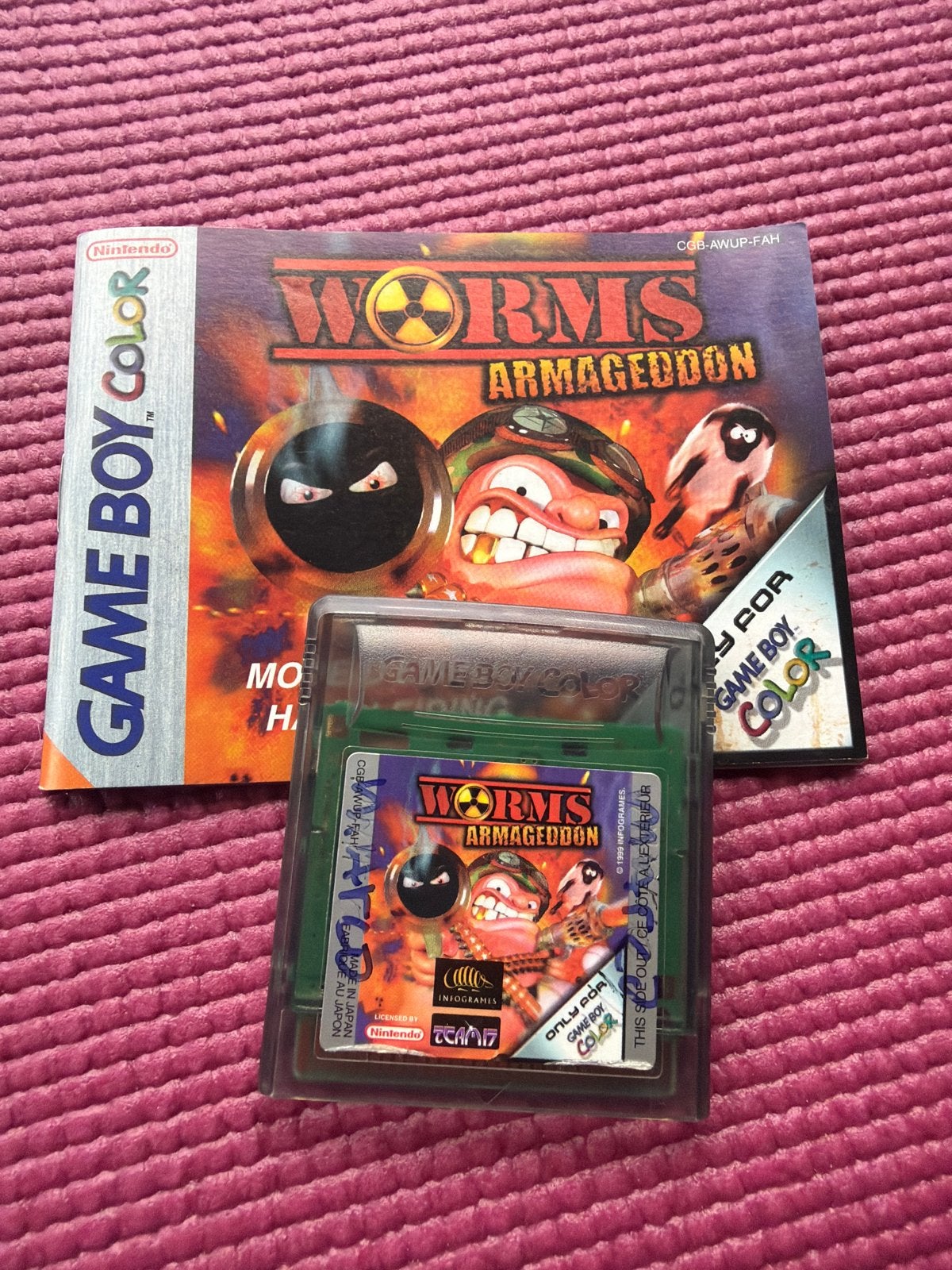 Worms Armageddon Game Boy Color - Compleet met handleiding, Spelcomputers en Games, Games | Nintendo Game Boy, Gebruikt, 1 speler