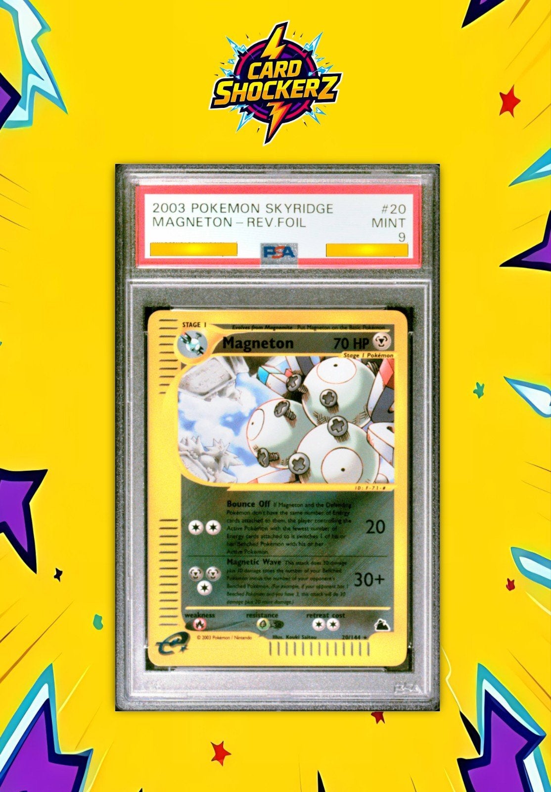 🟣 Magneton Reverse Holo PSA 9 (20/144 Skyridge) 🟣, Ophalen of Verzenden, Nieuw, Losse kaart, Foil