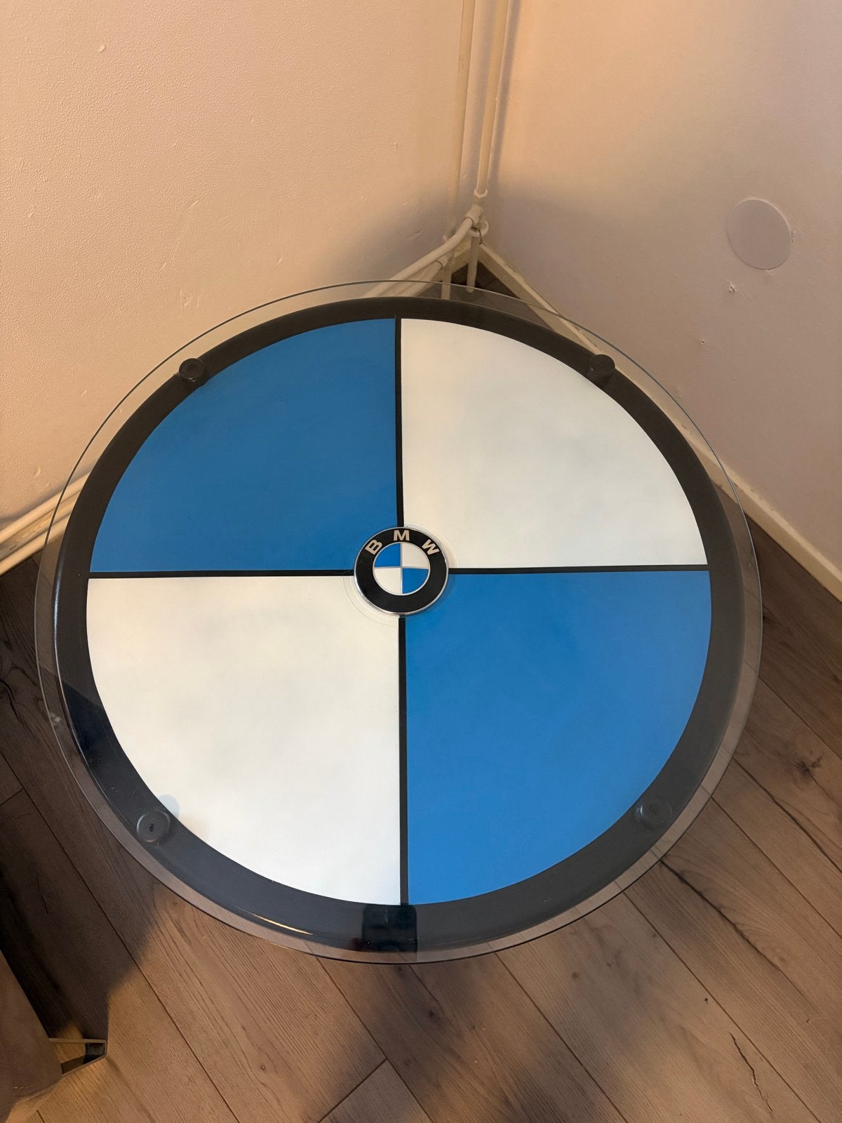 BMW Salontafel met Glasplaat - Uniek Design, Ophalen, Minder dan 45 cm, Minder dan 55 cm, Gebruikt