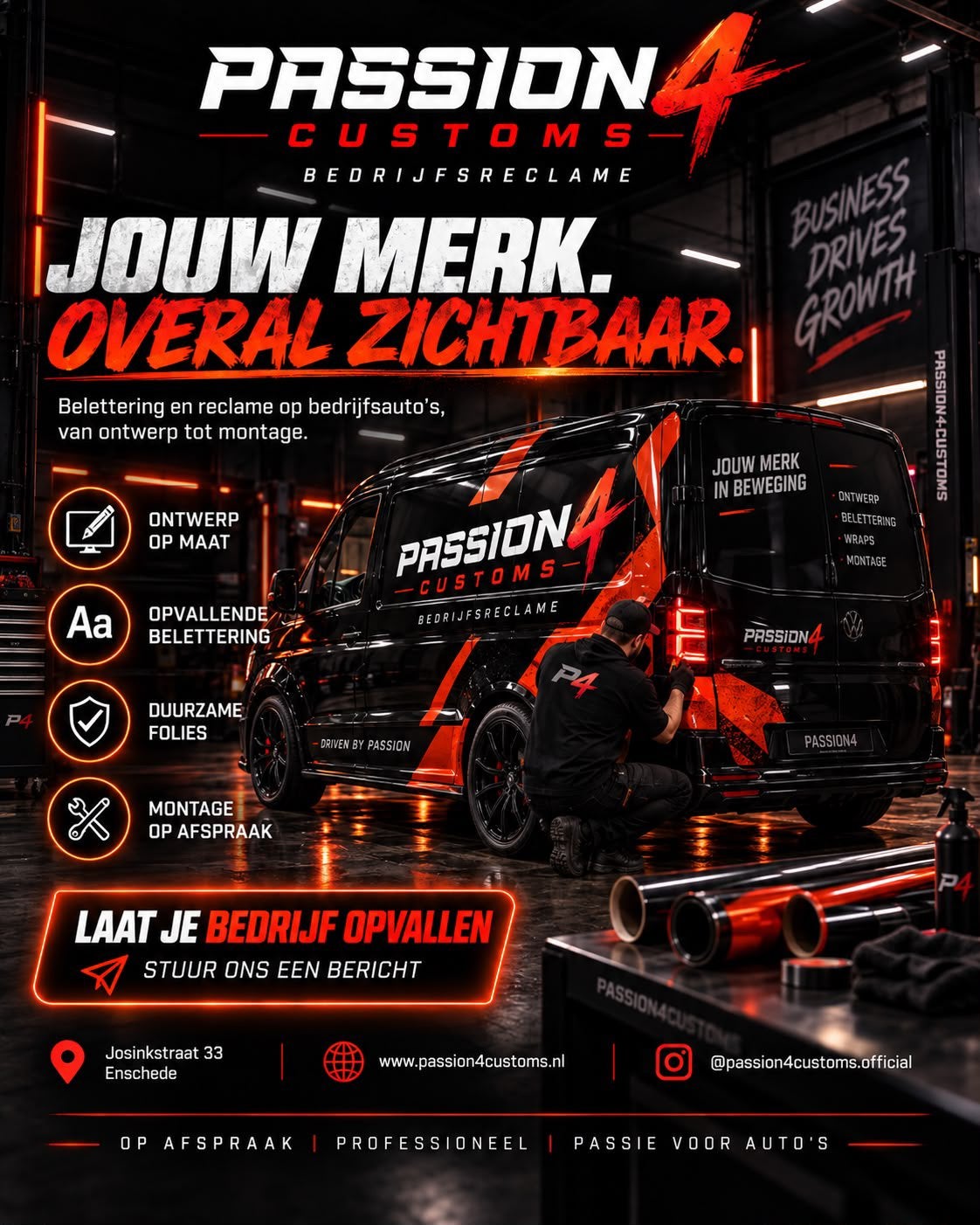 Bedrijfsreclame auto of bus | Belettering op maat, Ophalen of Verzenden