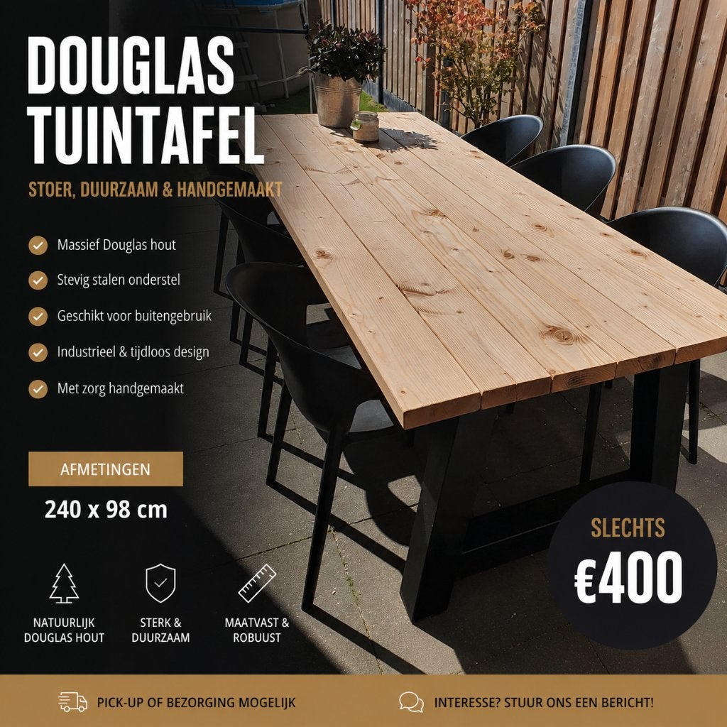 Tuintafel douglas op maat gemaakt tegen scherpe prijzen!, Ophalen of Verzenden, Nieuw, Rechthoekig, Hout