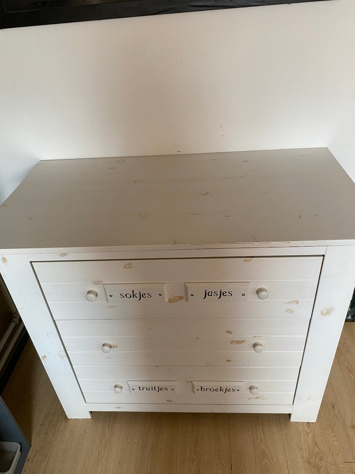 Witte commode met lades - Gebruikt, Ophalen, Gebruikt, 50 tot 70 cm, 75 tot 100 cm