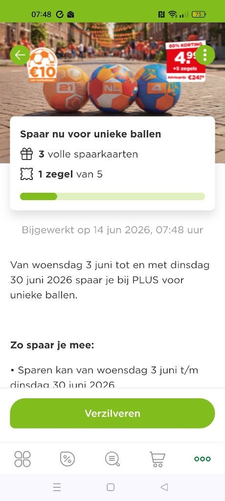 Volle spaarkaart Plus unieke voetballen digitaal., Plus, Ophalen