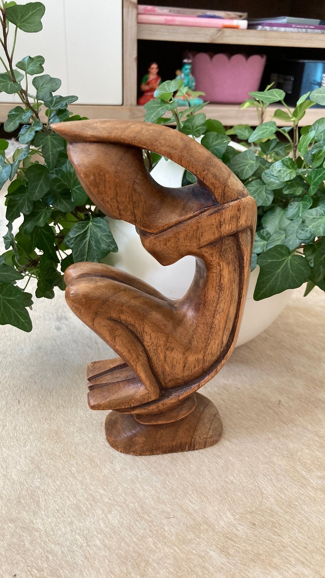 Houten beeldje maanvrouw, Antiek en Kunst, Kunst | Beelden en Houtsnijwerken, Ophalen