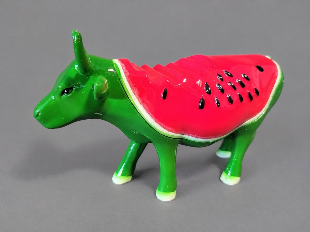 CowParade / Cow Parade Koe “Watermelon Cow” MEDIUM, Ophalen of Verzenden, Beeld, Meerkleurig, Handgemaakt
