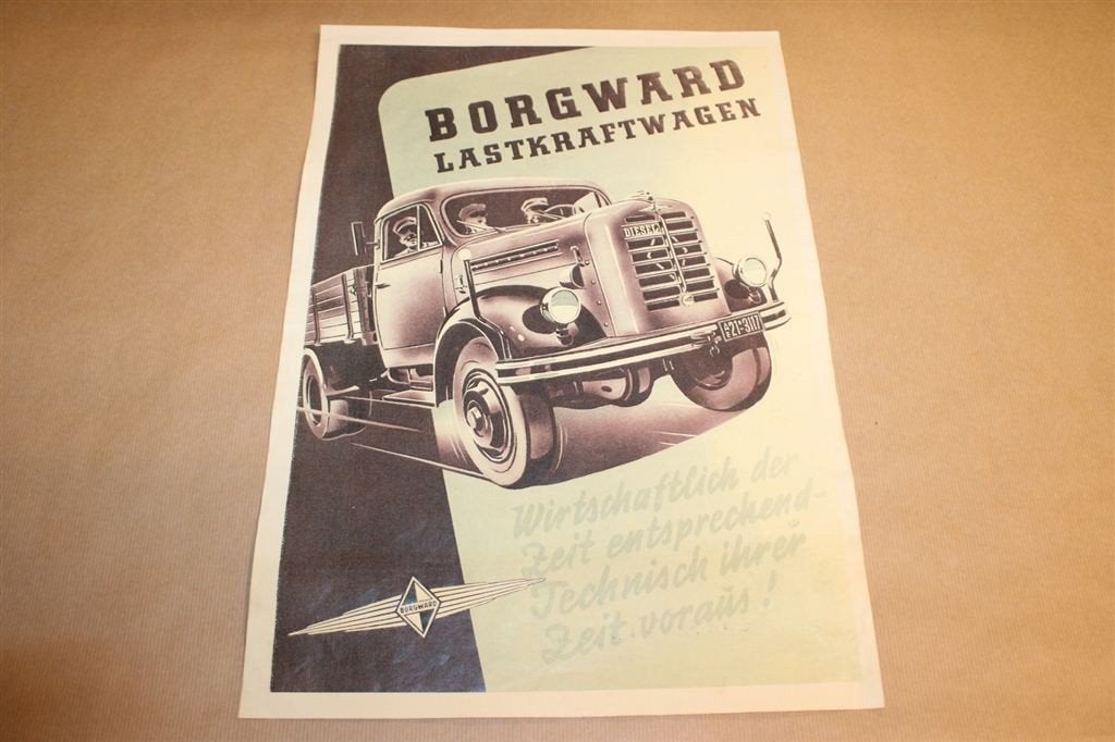 Zeldzaam affiche - Borgward vrachtwagen - Ca 1950 !!, Ophalen of Verzenden, Zo goed als nieuw, Overige merken