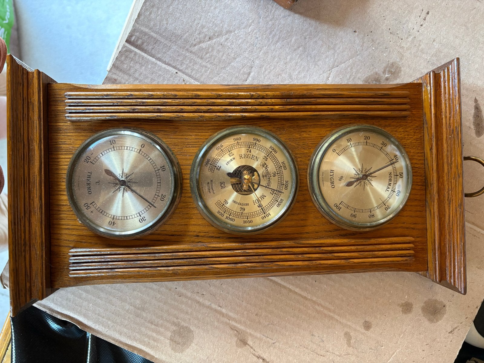 Vintage Weerstation met Barometer, Thermometer, Hygrometer, Audio, Tv en Foto, Weerstations en Barometers, Ophalen of Verzenden