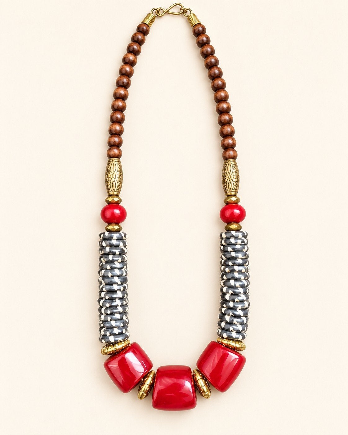 Nieuwe rode Indiase statement ketting | Modern boho design, Ophalen of Verzenden, Nieuw, Rood, Overige materialen